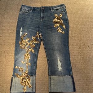 Beautiful appliquéd jeans from Anthropologie. Never worn.